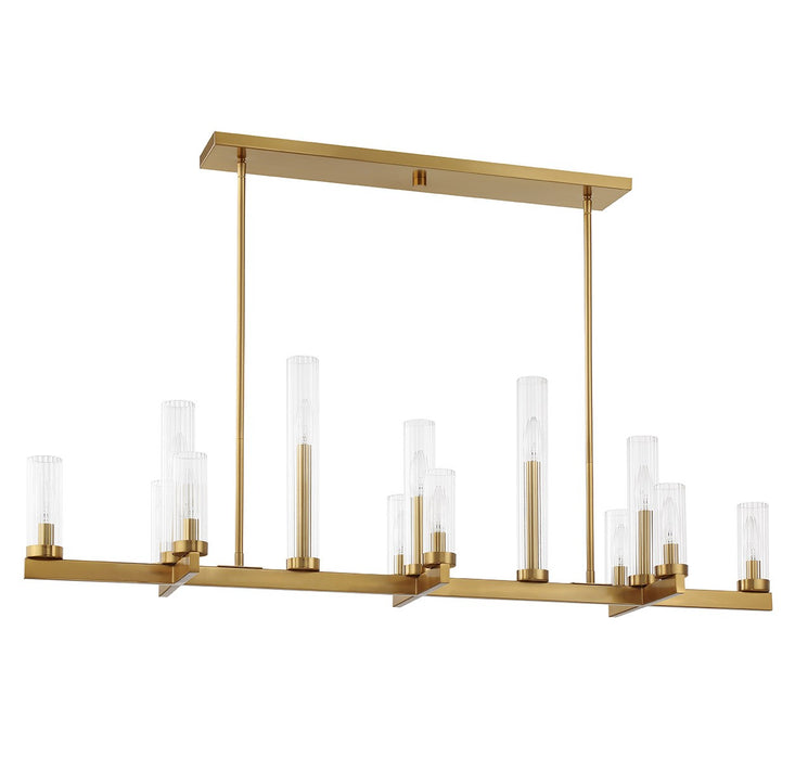 Savoy House 1-2636-13-322 13 Light Linear Chandelier, Warm Brass