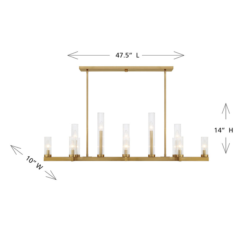 Savoy House 1-2636-13-322 13 Light Linear Chandelier, Warm Brass