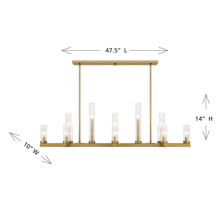 Savoy House 1-2636-13-322 13 Light Linear Chandelier, Warm Brass