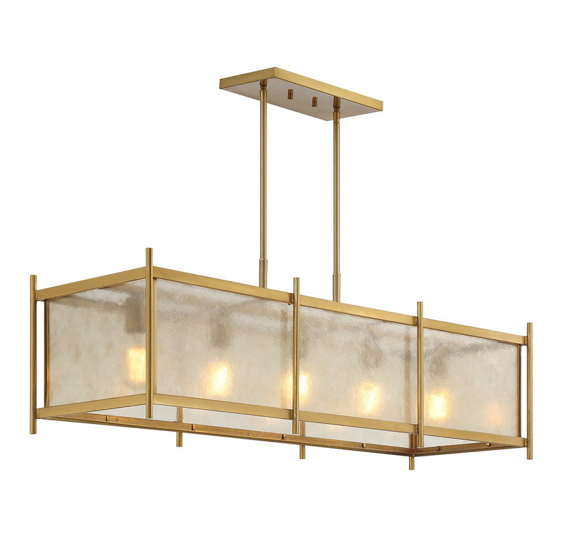 Savoy House 1-3802-5-322 Five Light Linear Chandelier, Warm Brass