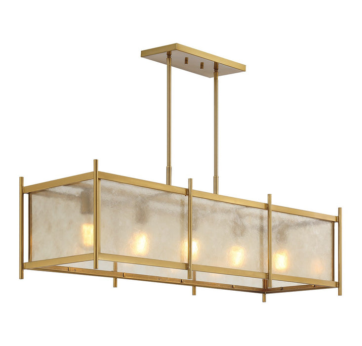 Savoy House 1-3802-5-322 Five Light Linear Chandelier, Warm Brass