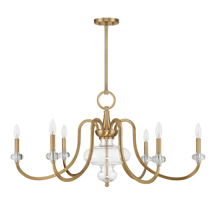 Savoy House 1-5802-6-322 Six Light Chandelier, Warm Brass
