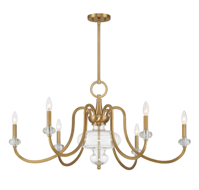 Savoy House 1-5802-6-322 Six Light Chandelier, Warm Brass