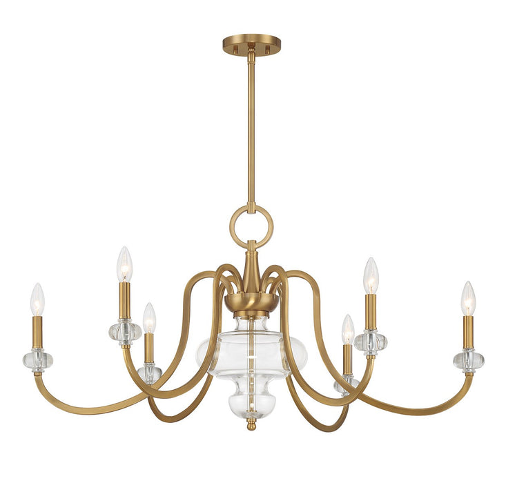 Savoy House 1-5802-6-322 Six Light Chandelier, Warm Brass