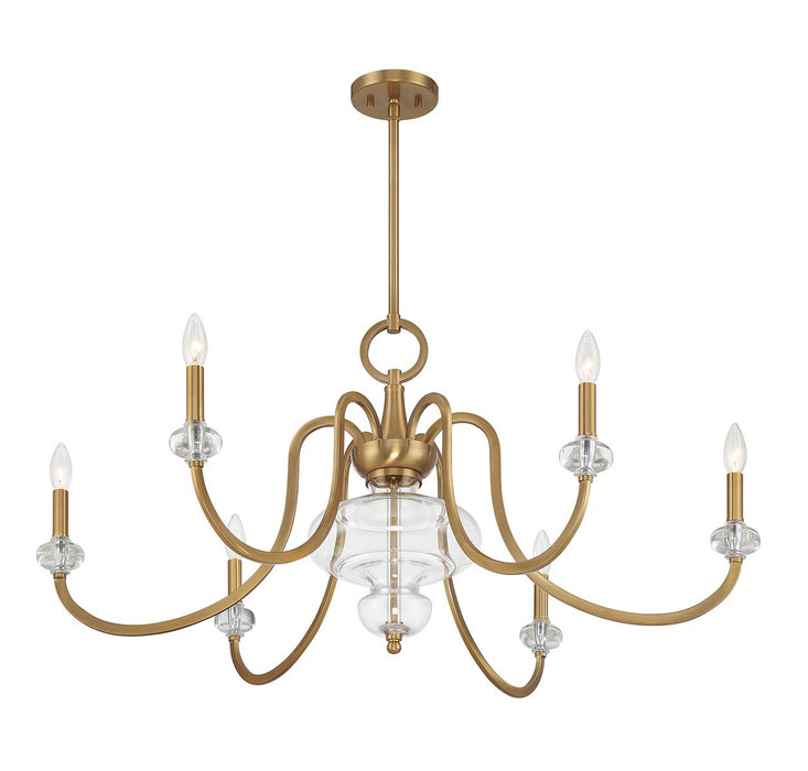 Savoy House 1-5802-6-322 Six Light Chandelier, Warm Brass