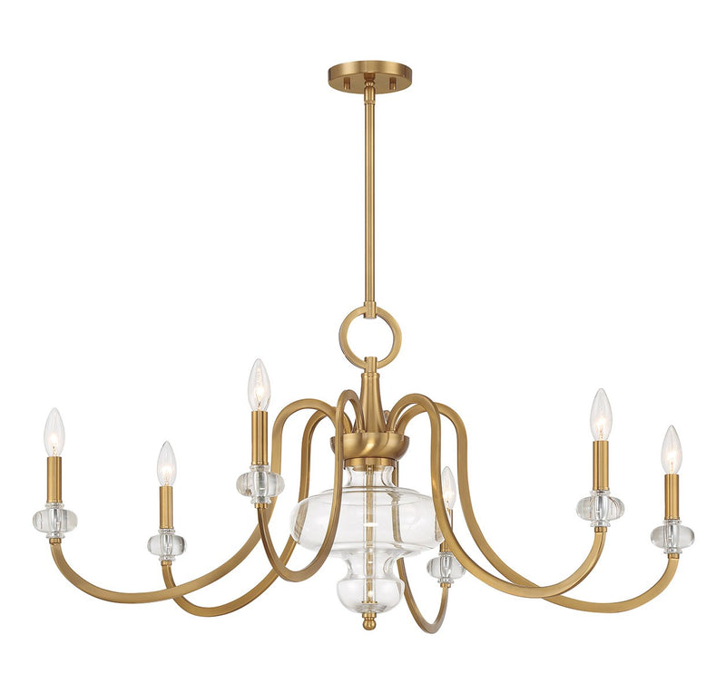 Savoy House 1-5802-6-322 Six Light Chandelier, Warm Brass