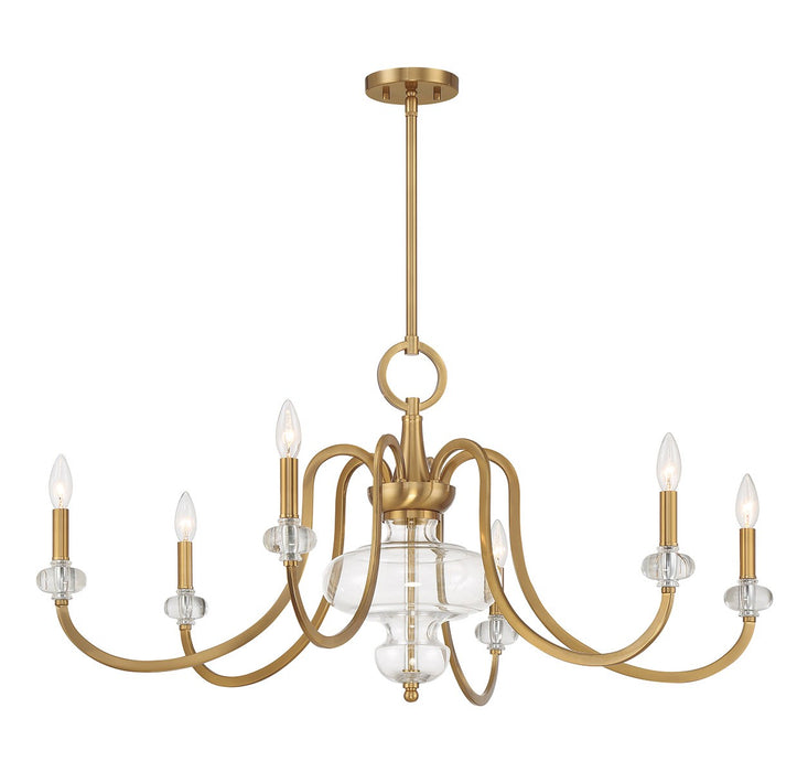 Savoy House 1-5802-6-322 Six Light Chandelier, Warm Brass
