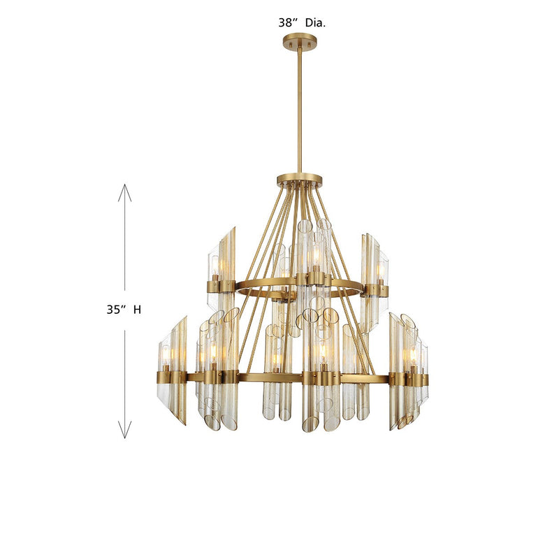 Savoy House 1-9106-12-322 12 Light Chandelier, Warm Brass