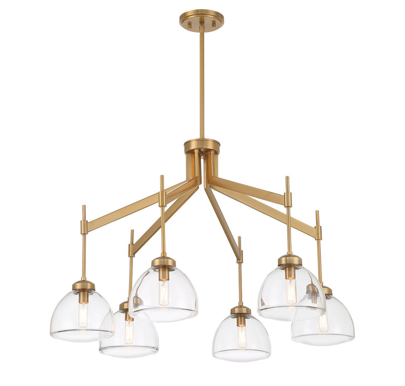 Savoy House 1-9841-6-322 Six Light Chandelier, Warm Brass