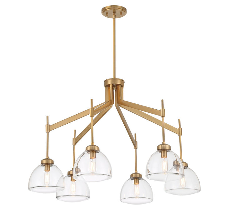 Savoy House 1-9841-6-322 Six Light Chandelier, Warm Brass