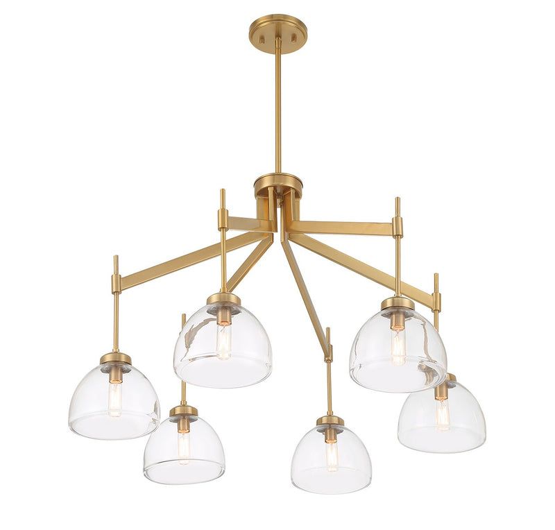 Savoy House 1-9841-6-322 Six Light Chandelier, Warm Brass