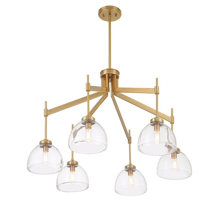 Savoy House 1-9841-6-322 Six Light Chandelier, Warm Brass