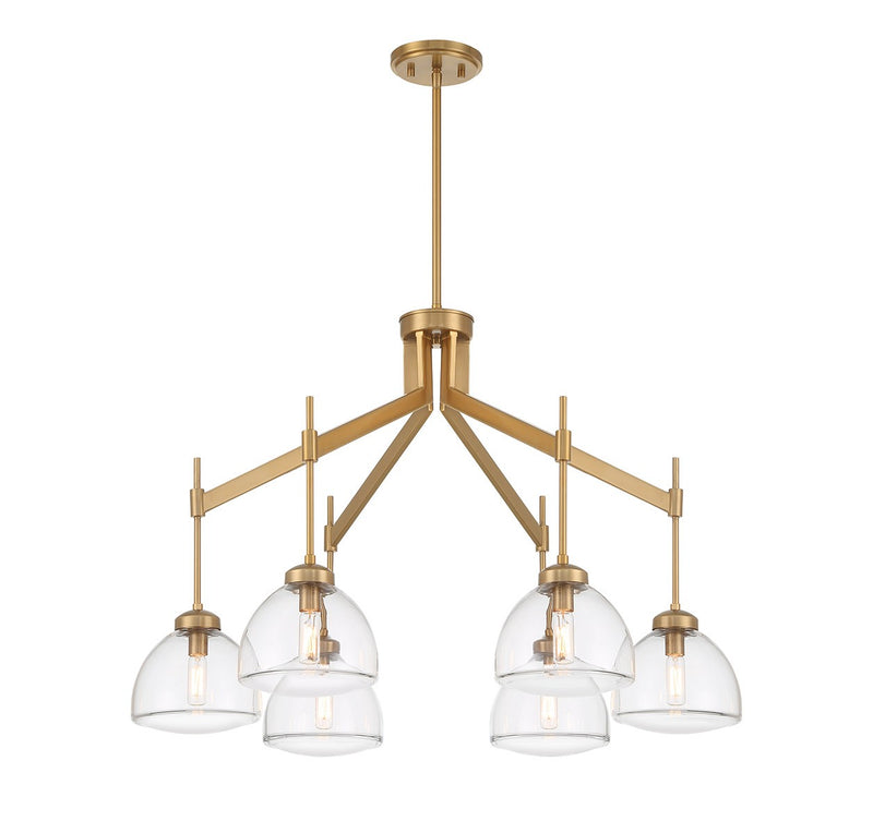 Savoy House 1-9841-6-322 Six Light Chandelier, Warm Brass