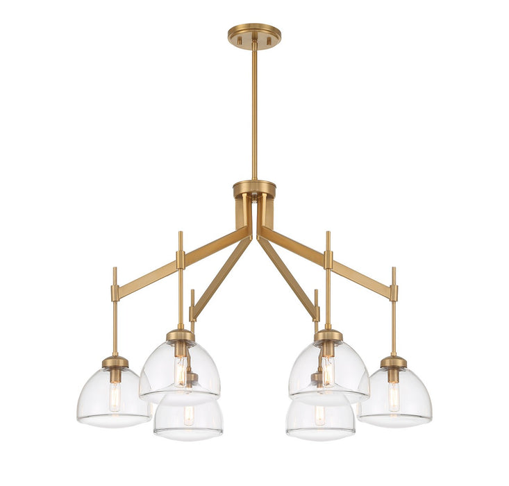 Savoy House 1-9841-6-322 Six Light Chandelier, Warm Brass