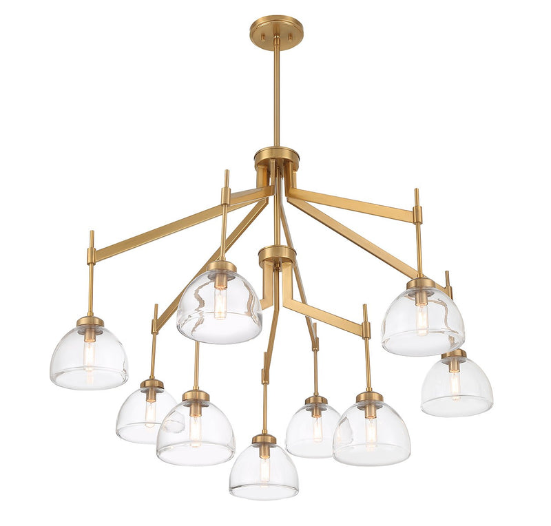 Savoy House 1-9842-9-322 Nine Light Chandelier, Warm Brass