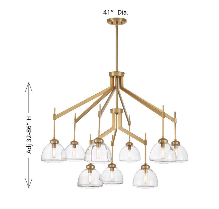 Savoy House 1-9842-9-322 Nine Light Chandelier, Warm Brass