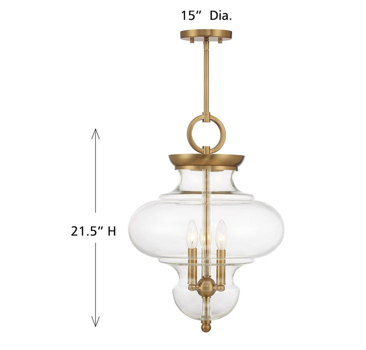 Savoy House 7-5801-3-322 Three Light Pendant, Warm Brass