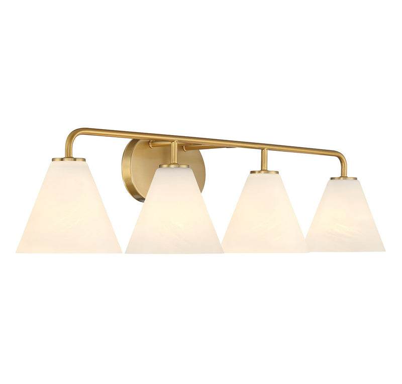 Savoy House 8-2988-4-322 Four Light Bathroom Vanity, Warm Brass