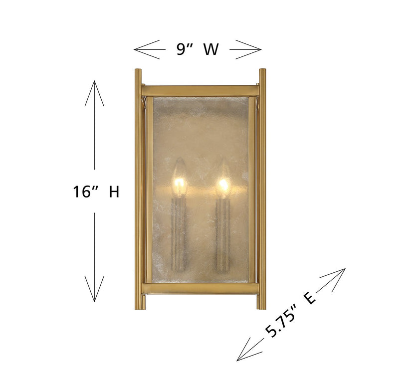 Savoy House 9-3800-2-322 Two Light Wall Sconce, Warm Brass