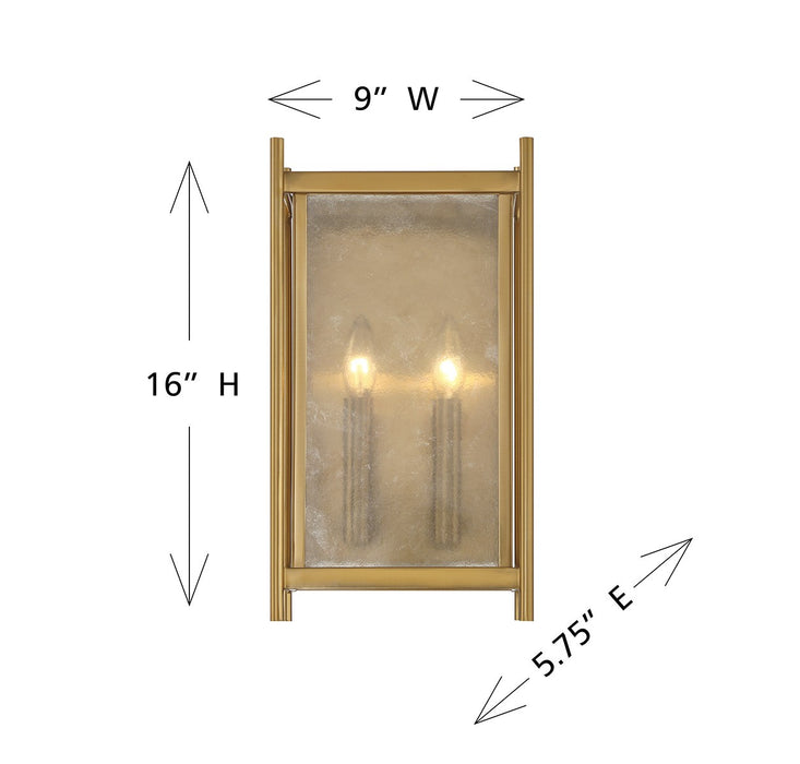 Savoy House 9-3800-2-322 Two Light Wall Sconce, Warm Brass