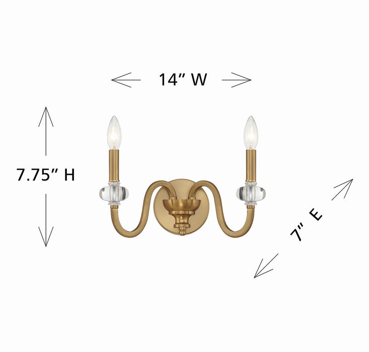 Savoy House 9-5800-2-322 Two Light Wall Sconce, Warm Brass