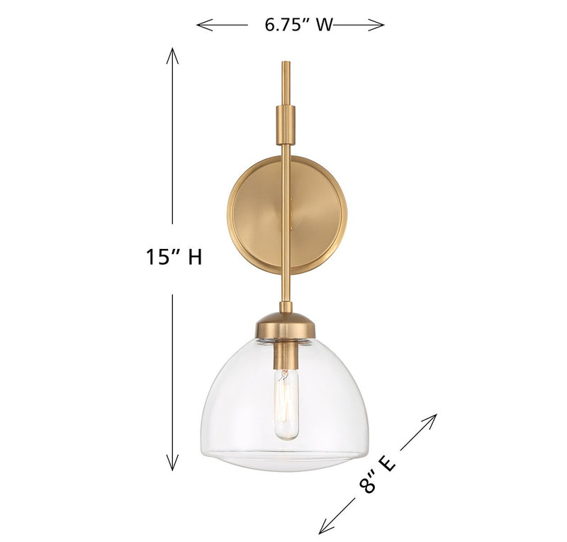 Savoy House 9-9840-1-322 One Light Wall Sconce, Warm Brass