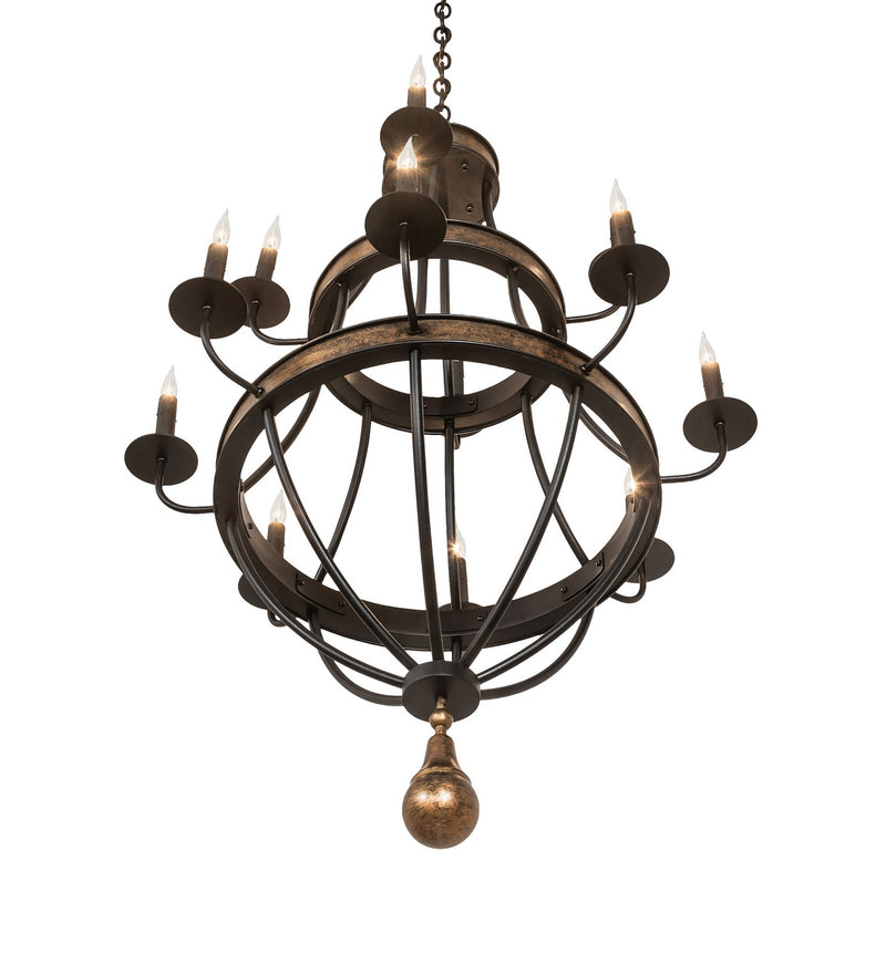 Meyda Tiffany 273088 12 Light Chandelier, Textured Black & Brushed Gold
