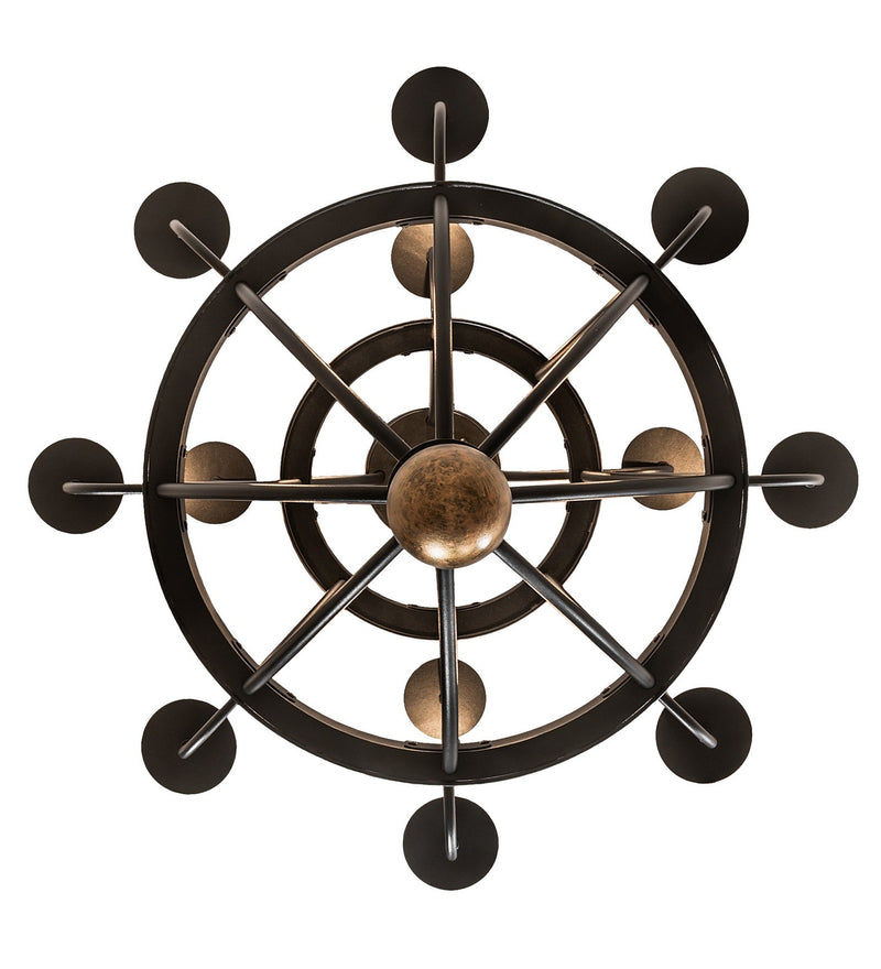 Meyda Tiffany 273088 12 Light Chandelier, Textured Black & Brushed Gold