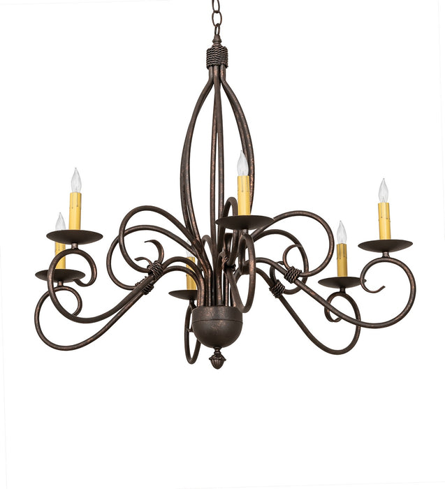 Meyda Tiffany 273531 Six Light Chandelier, Gilded Tobacco