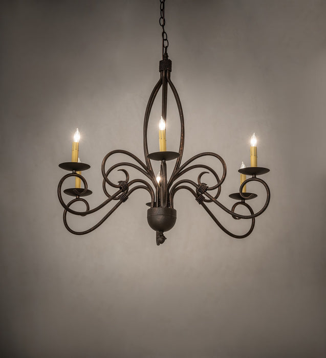 Meyda Tiffany 273531 Six Light Chandelier, Gilded Tobacco