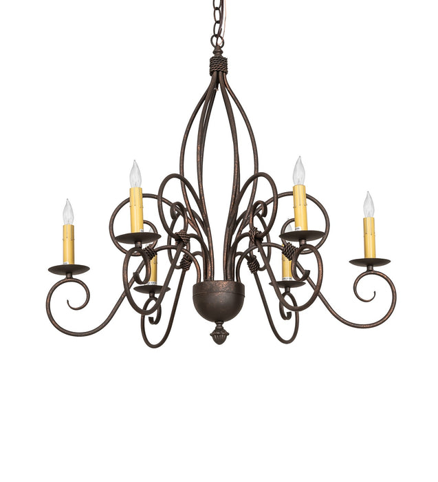 Meyda Tiffany 273533 Six Light Chandelier, Gilded Tobacco