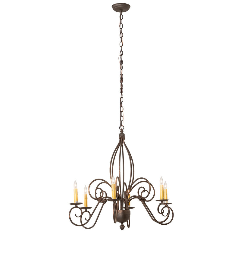 Meyda Tiffany 273533 Six Light Chandelier, Gilded Tobacco