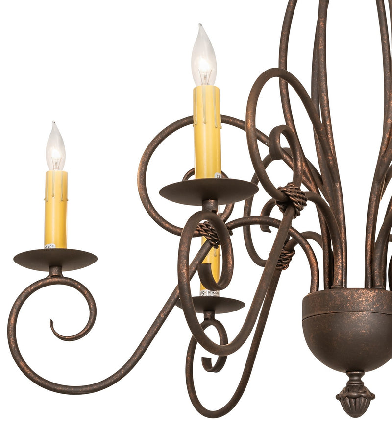 Meyda Tiffany 273533 Six Light Chandelier, Gilded Tobacco