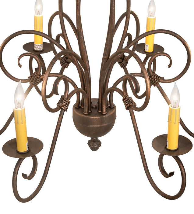 Meyda Tiffany 273533 Six Light Chandelier, Gilded Tobacco