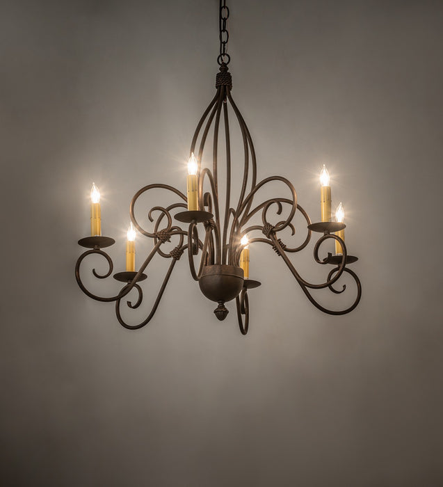 Meyda Tiffany 273533 Six Light Chandelier, Gilded Tobacco