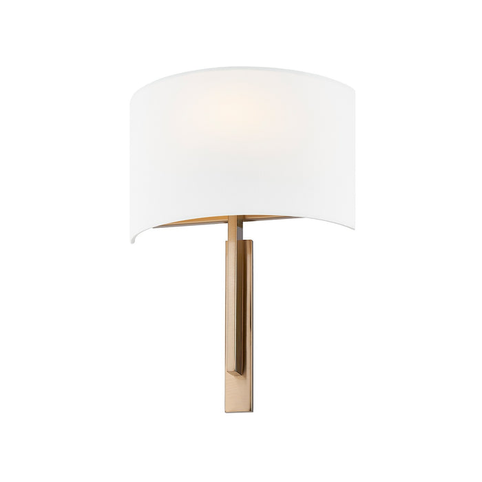 Justice Designs FAB-4332-WHTE-BRSS One Light Wall Sconce, Brushed Brass