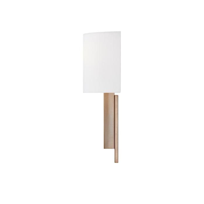 Justice Designs FAB-4332-WHTE-BRSS One Light Wall Sconce, Brushed Brass