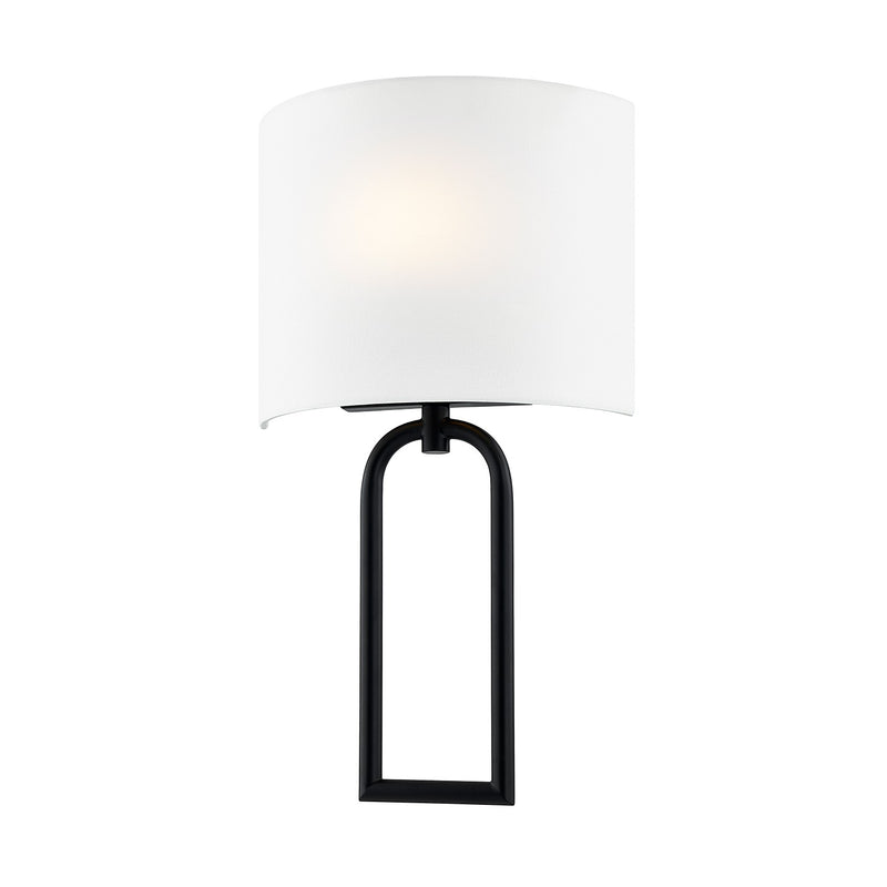 Justice Designs FAB-4333-WHTE-MBLK One Light Wall Sconce, Brushed Brass
