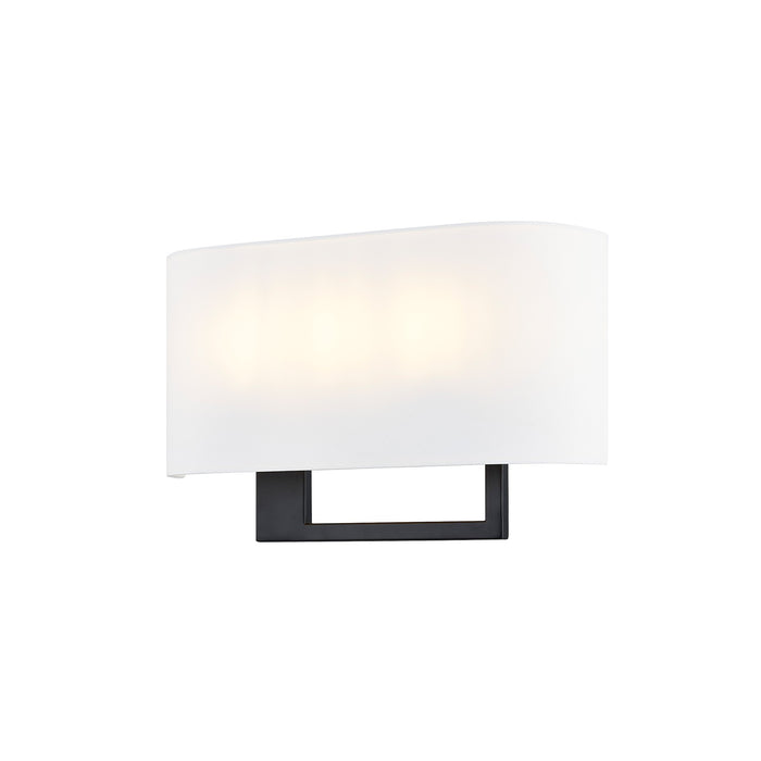 Justice Designs FAB-4334-WHTE-MBLK Three Light Wall Sconce, Brushed Brass