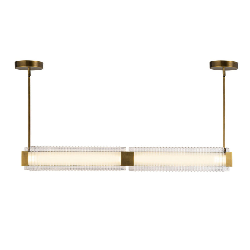 Alora LP374247VBCR-UNV LED Linear Pendant, Vintage Brass/Ribbed Glass
