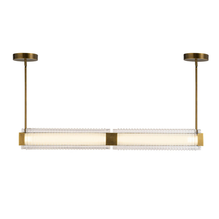 Alora LP374247VBCR-UNV LED Linear Pendant, Vintage Brass/Ribbed Glass