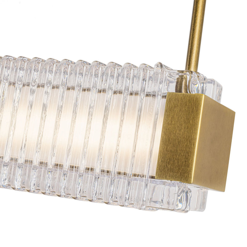 Alora LP374247VBCR-UNV LED Linear Pendant, Vintage Brass/Ribbed Glass