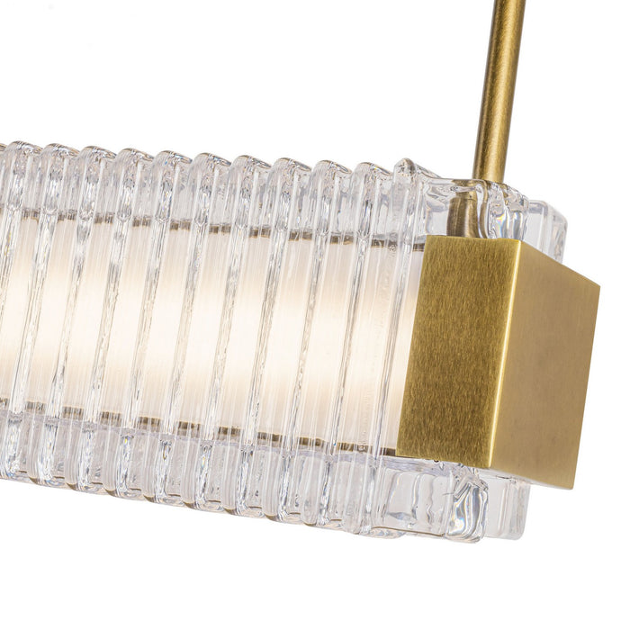 Alora LP374247VBCR-UNV LED Linear Pendant, Vintage Brass/Ribbed Glass