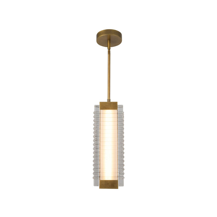 Alora PD374316VBCR-UNV LED Pendant, Vintage Brass/Ribbed Glass