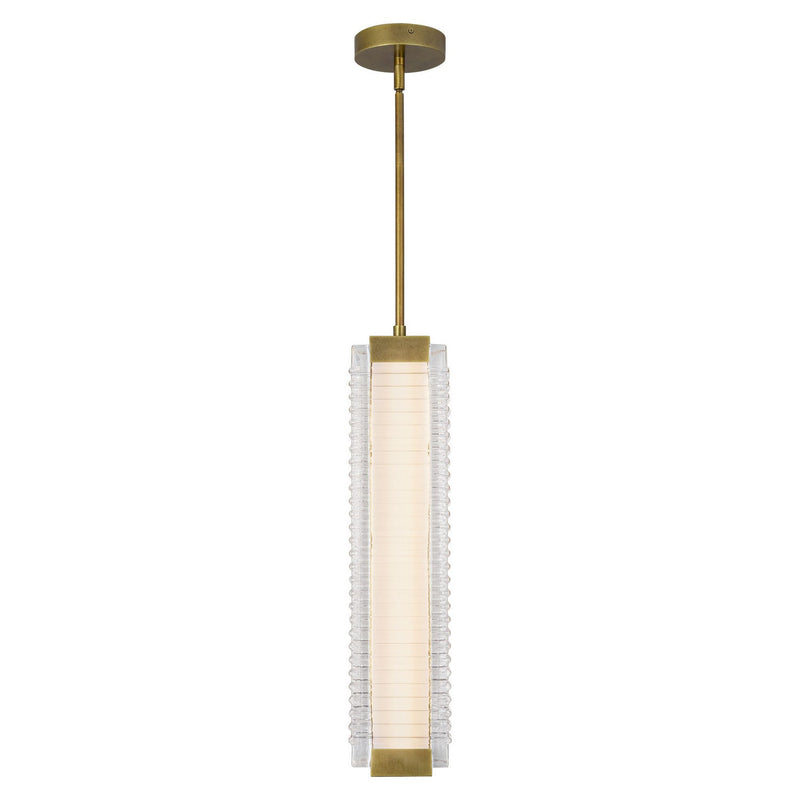 Alora PD374624VBCR-UNV LED Pendant, Vintage Brass/Ribbed Glass