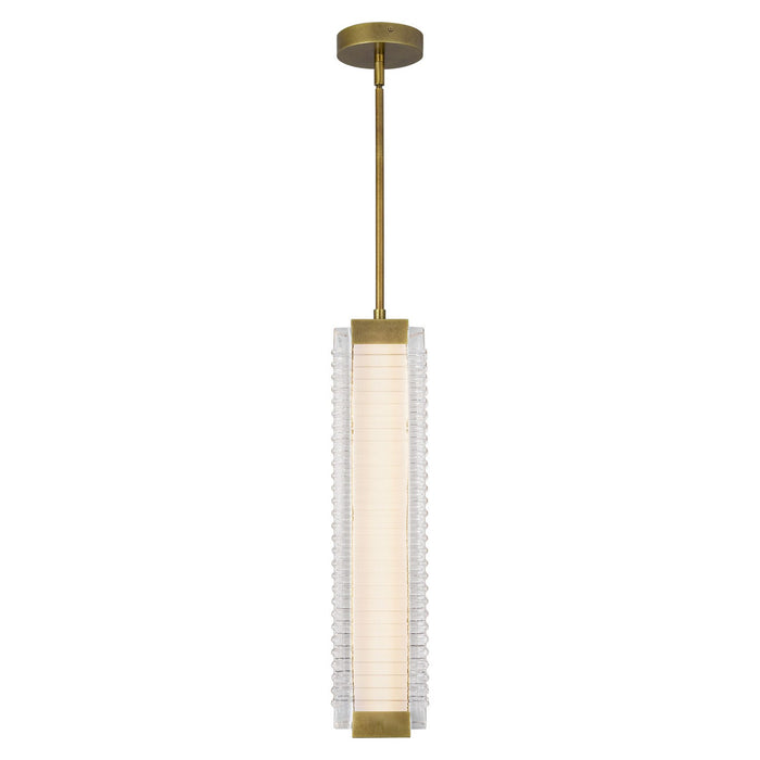 Alora PD374624VBCR-UNV LED Pendant, Vintage Brass/Ribbed Glass