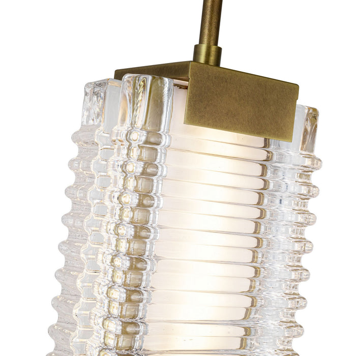 Alora PD374624VBCR-UNV LED Pendant, Vintage Brass/Ribbed Glass