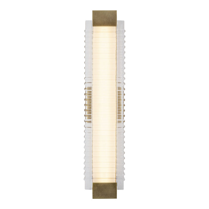 Alora WV374225VBCR LED Wall Vanity, Vintage Brass/Ribbed Glass