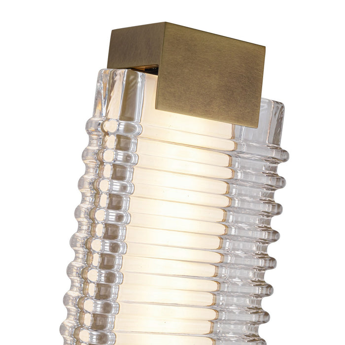 Alora WV374225VBCR LED Wall Vanity, Vintage Brass/Ribbed Glass