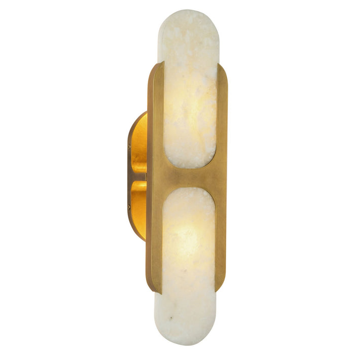 Alora WV357217VBAR Two Light Wall Vanity, Vintage Brass/Alabaster
